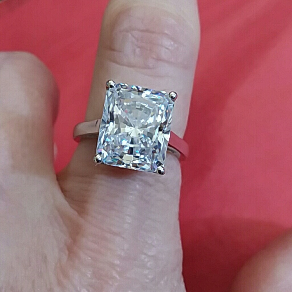 SOLD 6 CARAT RADIANT CUT CZ RING - Picture 2 of 8